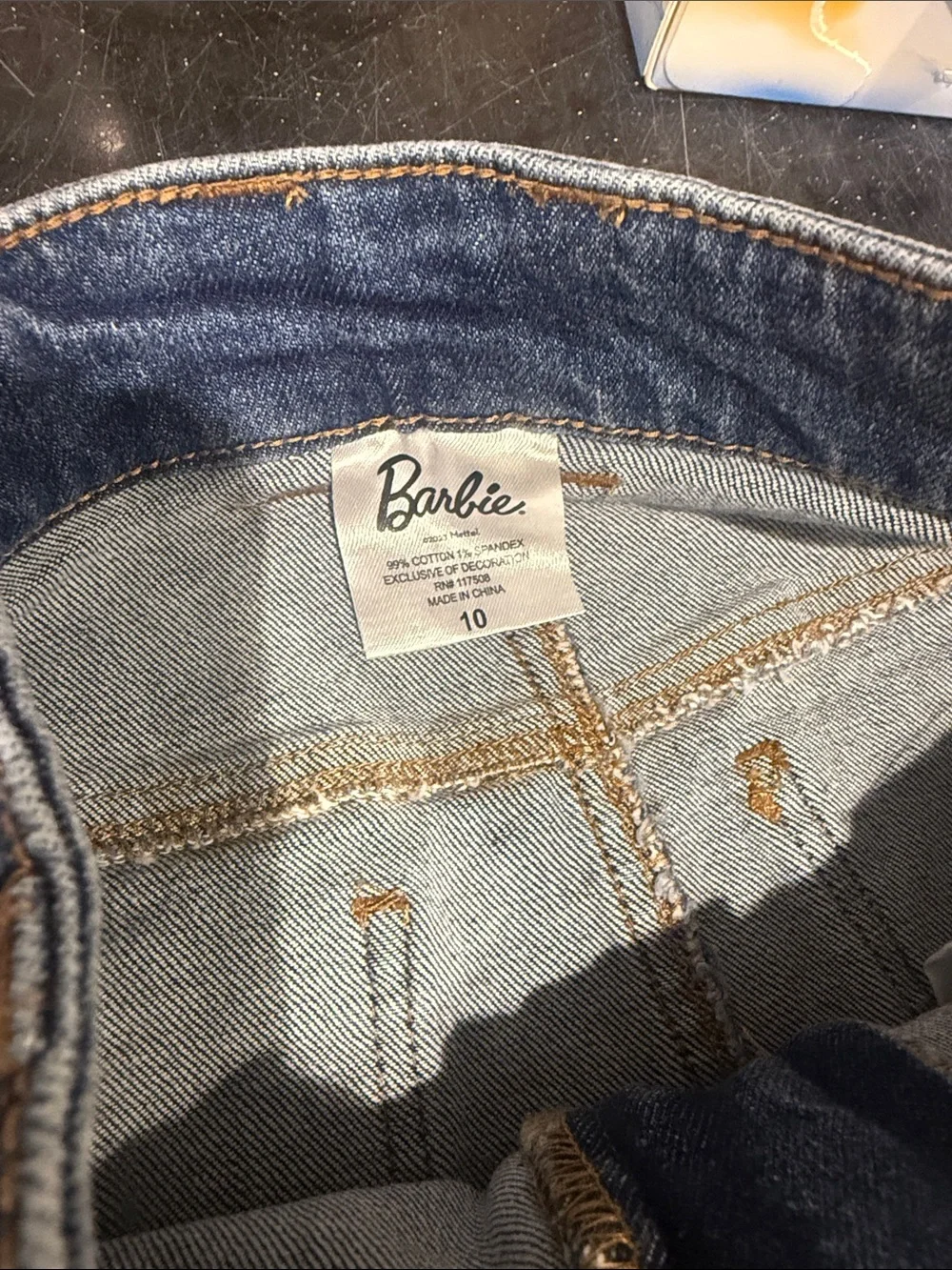 Barbie Blue Denim Mini Skirt with Pink Graphic Patches